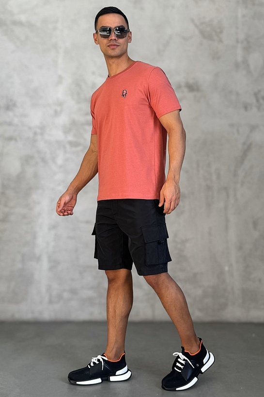 Тёмно-оранжевая мужская футболка Dior embroidered logo