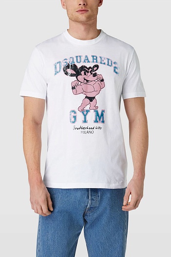 Мужская белая футболка Dsquared2 GYM   