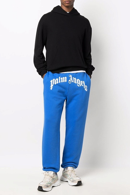 Мужские синие штаны Palm Angels Curved Logo