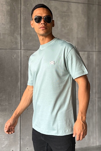 Футболка Dolce & Gabbana logo-plaque - Turquoise   