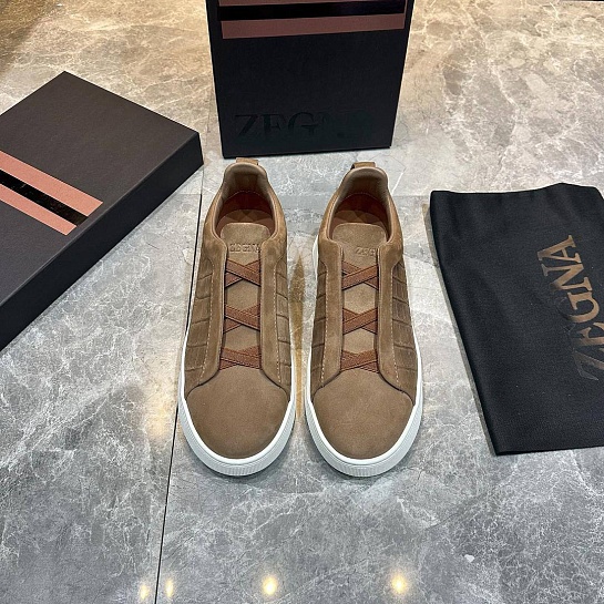 Мужские кроссовки Ermenegildo Zegna Triple Stitch Alligator - Brown