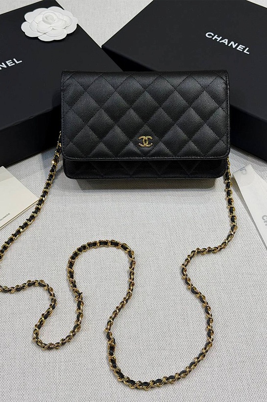 Кожаная сумка Chanel Wallet on Chain premium 19x12x4 см
