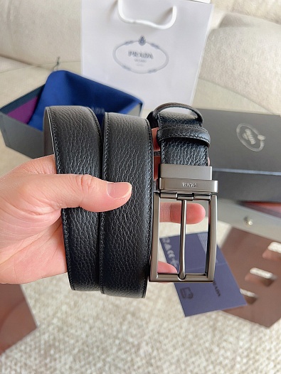 Двусторонний кожаный ремень Prada premium   