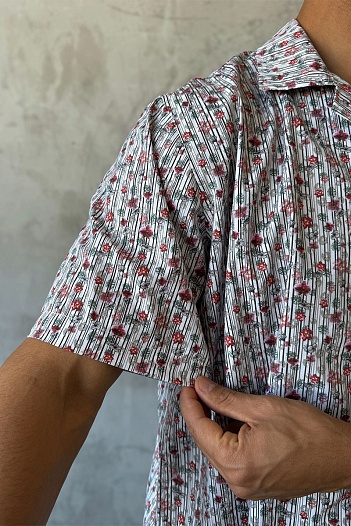 Мужская белая рубашка Dolce & Gabbana floral-print   