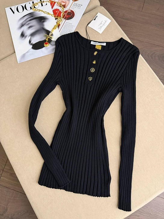 Женский трикотажный лонгслив Schiaparelli premium - Black