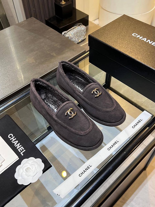 Женские замшевые лоферы Chanel premium