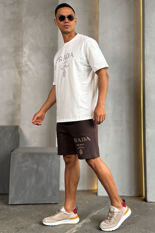 Мужская белая футболка Prada