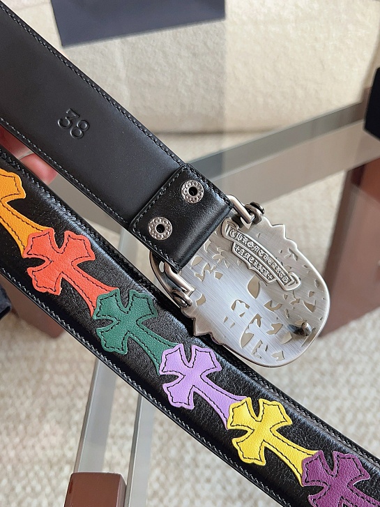 Кожаный ремень Chrome Hearts Cross Patch Cemetery premium