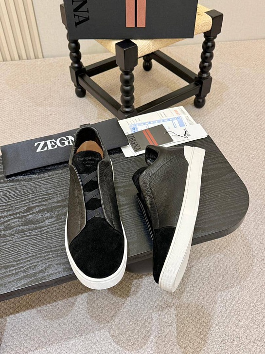 Мужские кроссовки Ermenegildo Zegna Triple Stitch - Black