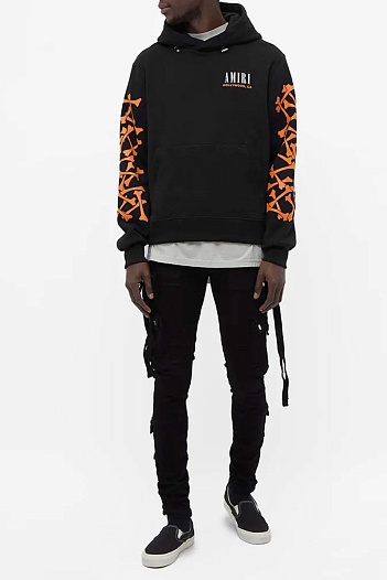 Мужское чёрное худи Amiri Bones logo-print   