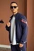 Кофта на молнии Moncler striped logo - Navy