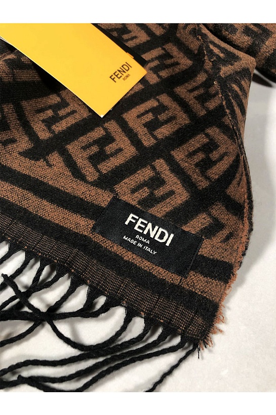Мужской коричневый шарф Fendi FF Monogram 185x35 см