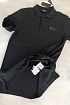 Мужское чёрное поло Armani Exchange rubber logo