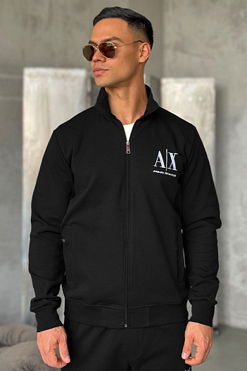 Кофта на молнии Armani Exchange logo-embroidered - Black   