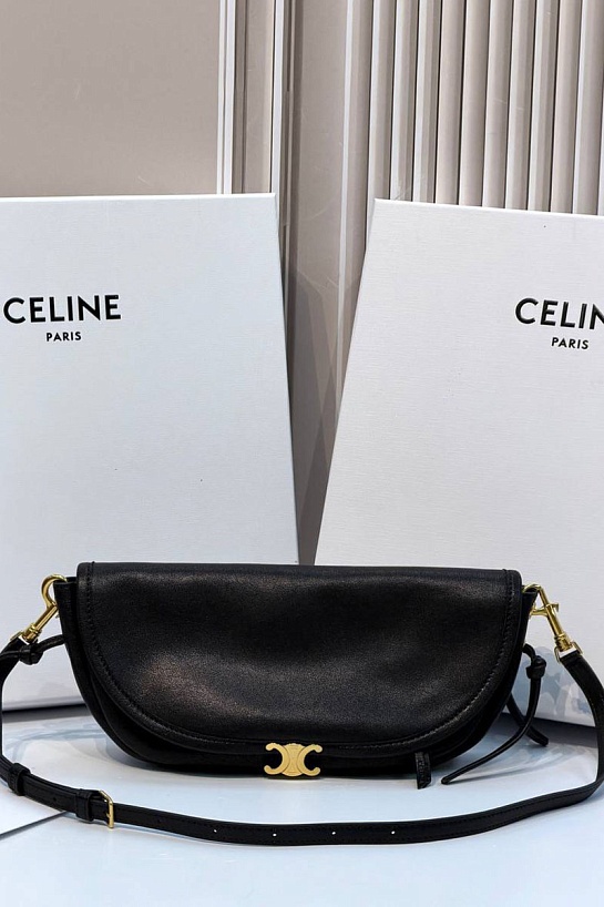 Кожаная сумка Celine Little Halfmoon Soft Triomphe premium 25x13x5 см