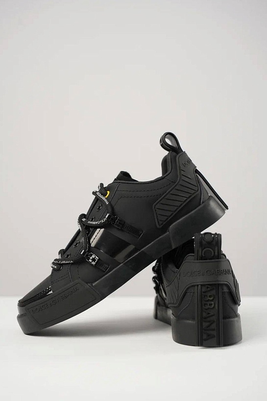 Черные кожаные кроссовки Dolce & Gabbana