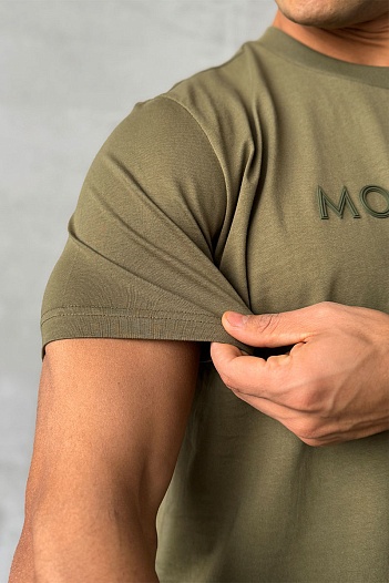 Мужская футболка Moncler logo-patch - Khaki   