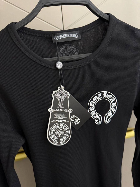Чёрный женский лонгслив Chrome Hearts premium