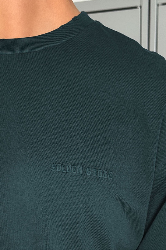 Мужская зелёная футболка Golden Goose