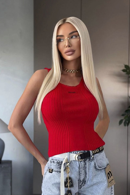 Женская красная майка MIU MIU premium