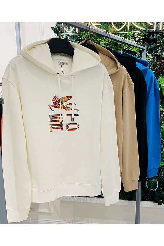 Чёрное оверсайз худи Etro Pegaso logo-print