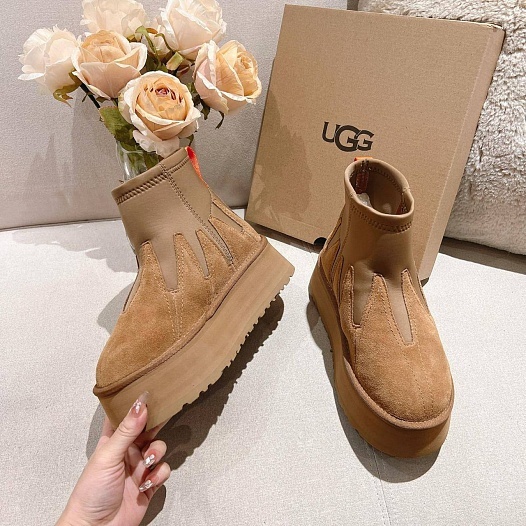 Женские ботинки с мехомм UGG Deeper - Chestnut   