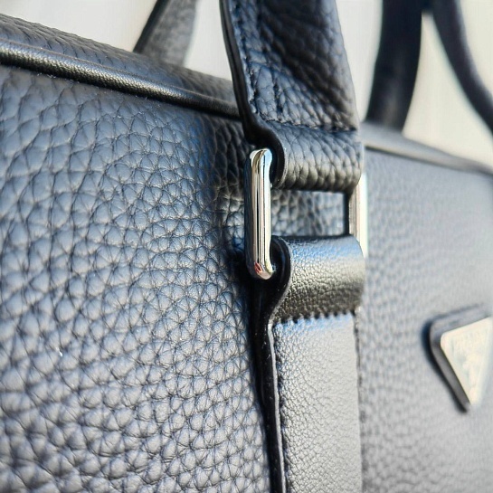 Мужская кожаная сумка Prada 38x28 см - Black