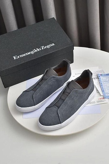 Серые кроссовки Ermenegildo Zegna Triple Stitch Canvas   