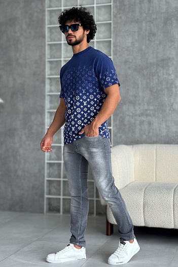 Футболка тёмно-синего цвета Louis Vuitton Monogram Gradient   