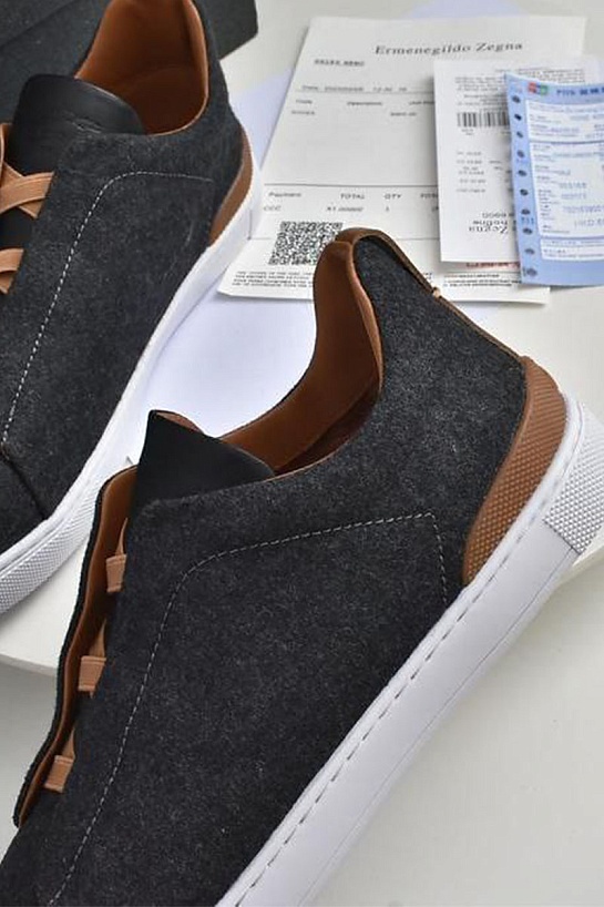 Чёрные кроссовки Ermenegildo Zegna Triple Stitch Wool