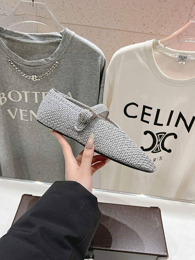 Женские плетёные балетки ALaia Premium - Grey   