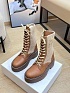 Женские комбинированные ботинки Celine Premium - Brown