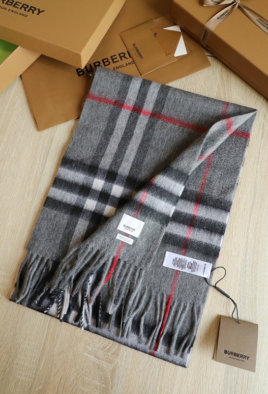 Шарф Burberry Check premium 168x30 см - Grey