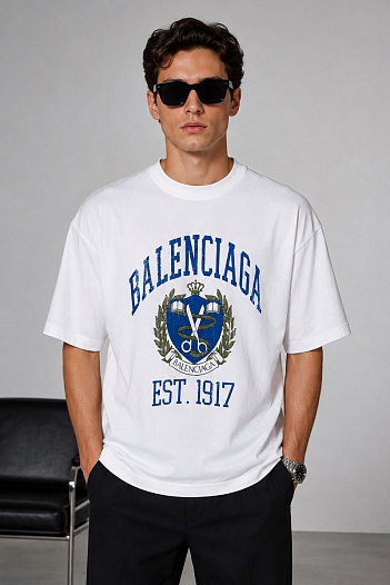Оверсайз футболка Balenciaga est.1917 - White   