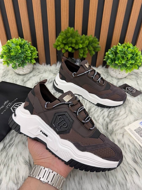 Комбинированные кроссовки Philipp Plein Predator - Brown