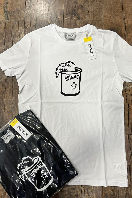 Мужская чёрная футболка Iceberg Popeye Spinach