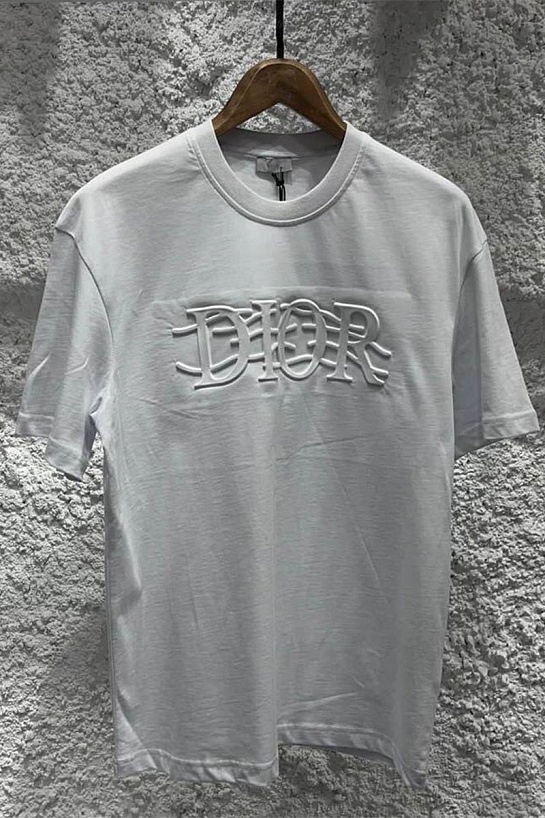 Белая оверсайз футболка Dior logo embossed