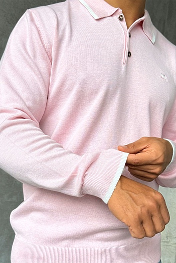 Поло с длинным рукавом Etro Pegaso logo - Pink   
