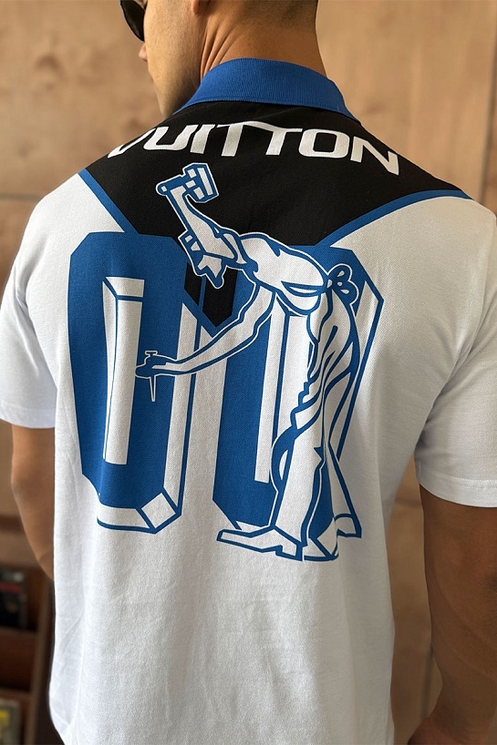 Мужское поло Louis Vuitton Launch The Equipe - White / Blue