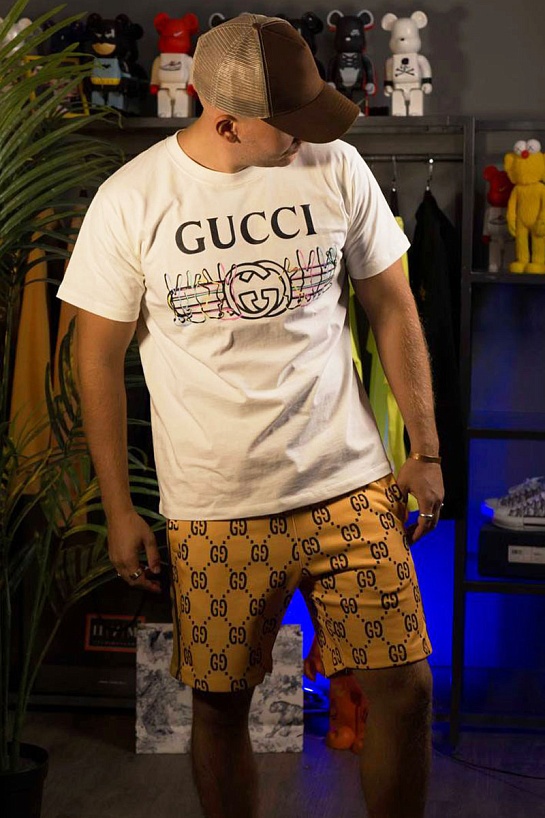 Мужские шорты жёлтого цвета Gucci GG jacquard