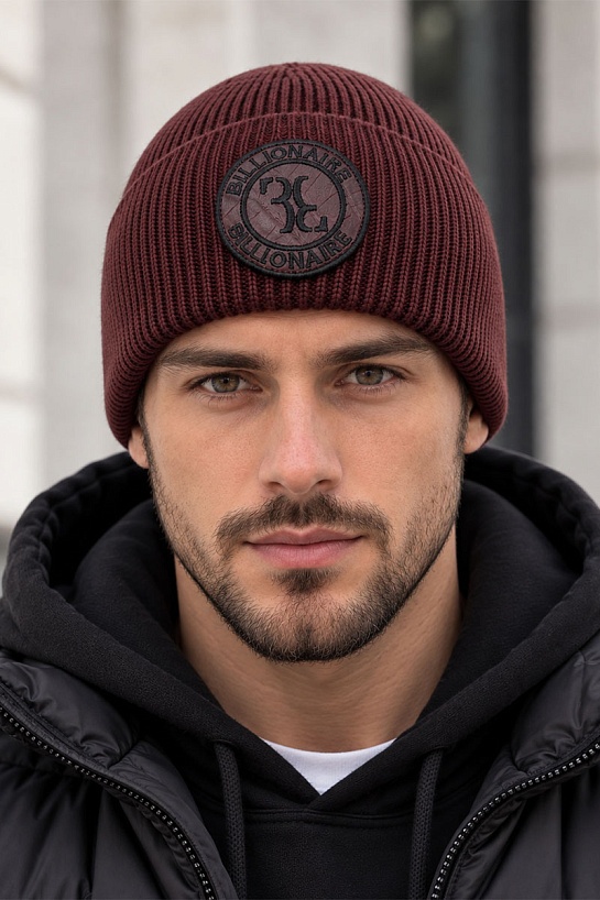 Бордовая шапка Billionaire logo-patch