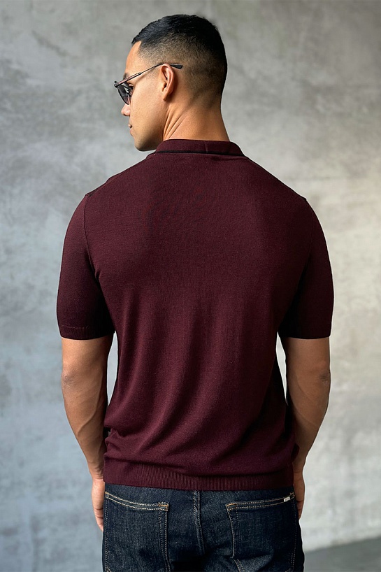 Мужское поло Stefano Ricci Eagle zip-neck - Burgundy