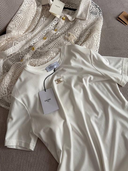 Женская белая футболка Celine premium
