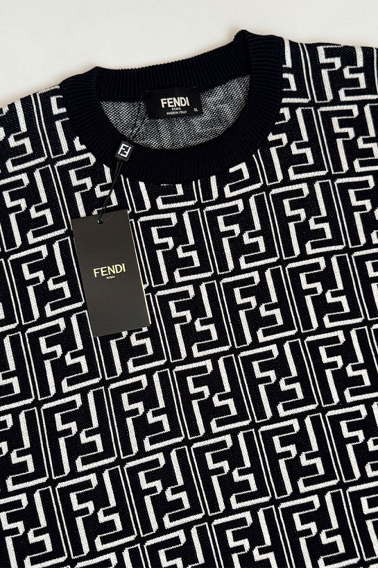Тёмно-синий джемпер Fendi FF Monogram