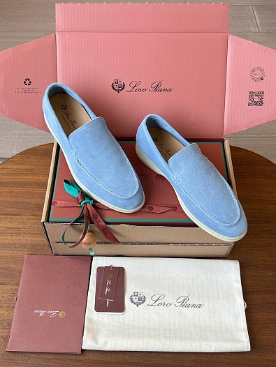 Замшевые лоферы Loro Piana Premium - Blue   