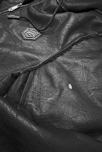 Мужское утеплённое пальто Philipp Plein чёрного цвета   