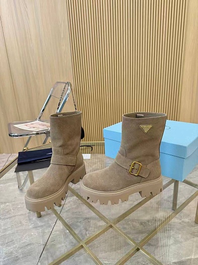 Женские замшевые сапоги Prada Suede premium   