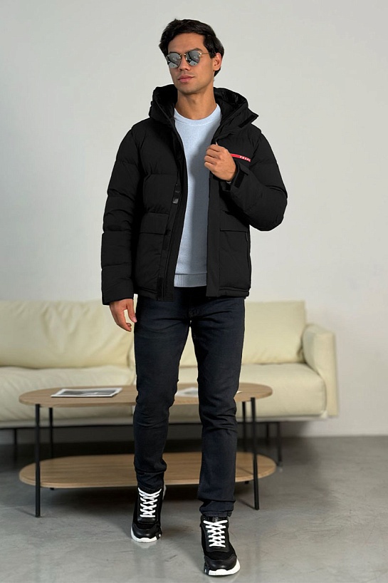 Мужской пуховик Prada Linea Rossa - Black