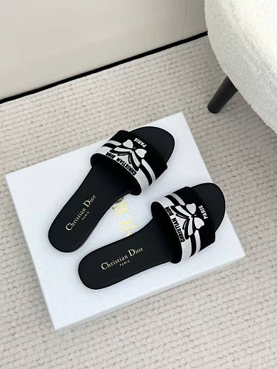 Женские чёрные шлёпанцы Dior Premium   