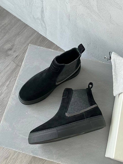 Женские замшевые ботинки Brunello Cucinelli Premium - Black   